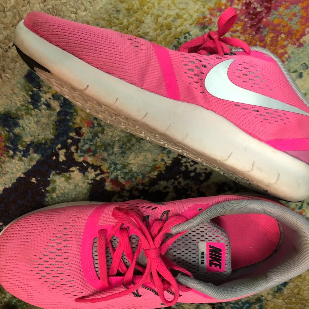 Hot Pink Fly Knit Nike Running Shoes